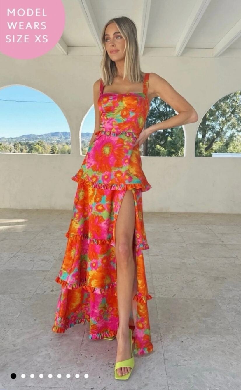 Show Me Your Mumu Lady Corset Dress Abstract Floral Maxi Size XS